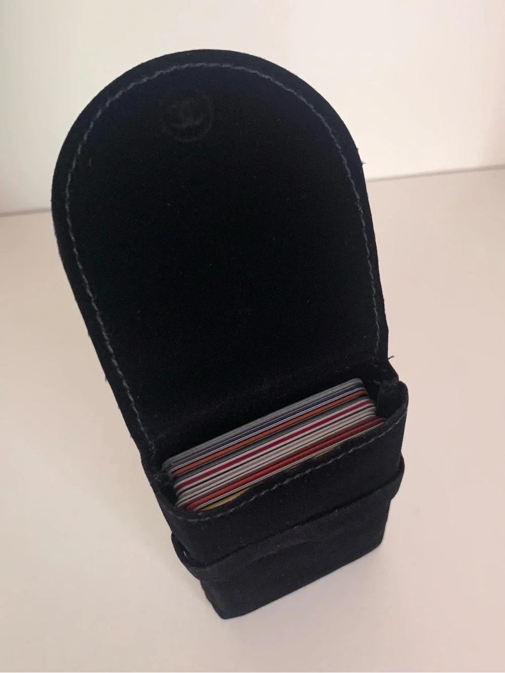 Chanel black velvet pouch case